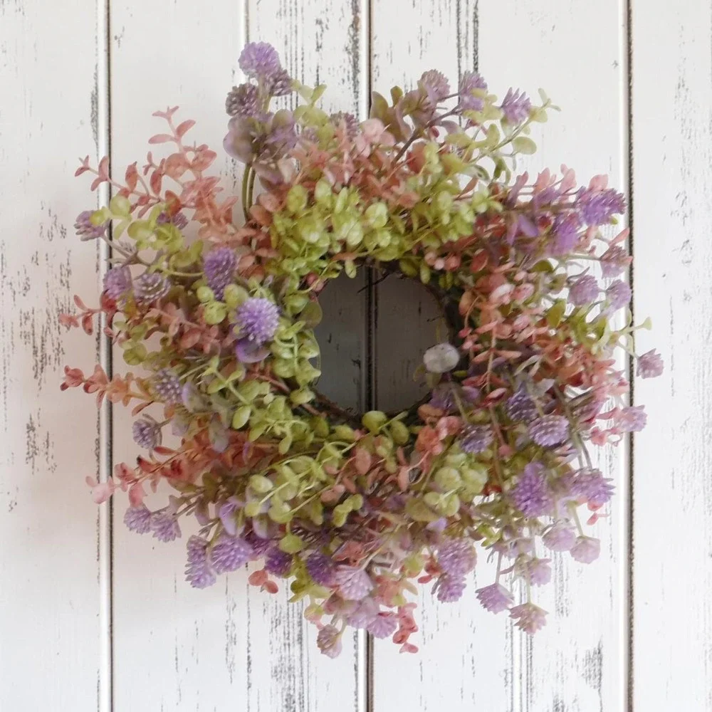 Small Fall Wreath with Neutral‎ Colors Autumn warm hues Purple Housewarming Gift